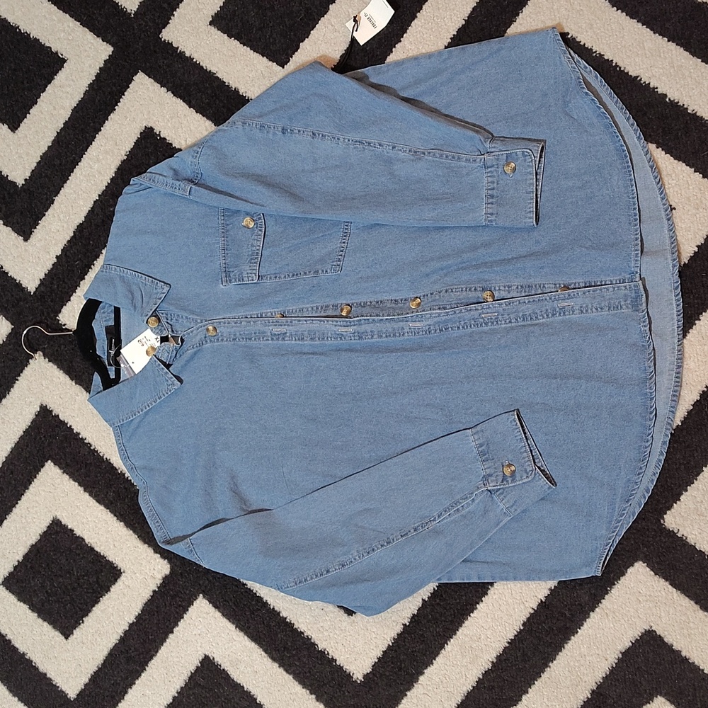 🆕Denim Button-Up/Shacker Shirt Sz 1X (16-18) NWT